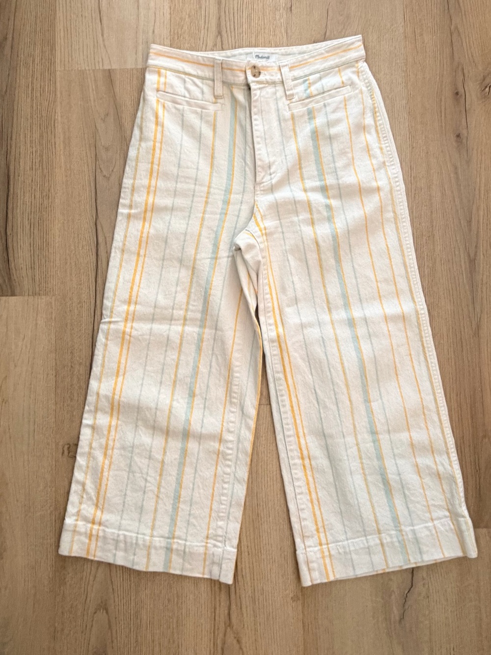 Off-White Wide-Leg Striped Cotton Pants